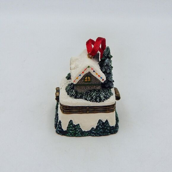 Thomas Kinkade Silent Night Christmas Cottage III Hinge Box Ornament Trinket - Picture 2 of 8